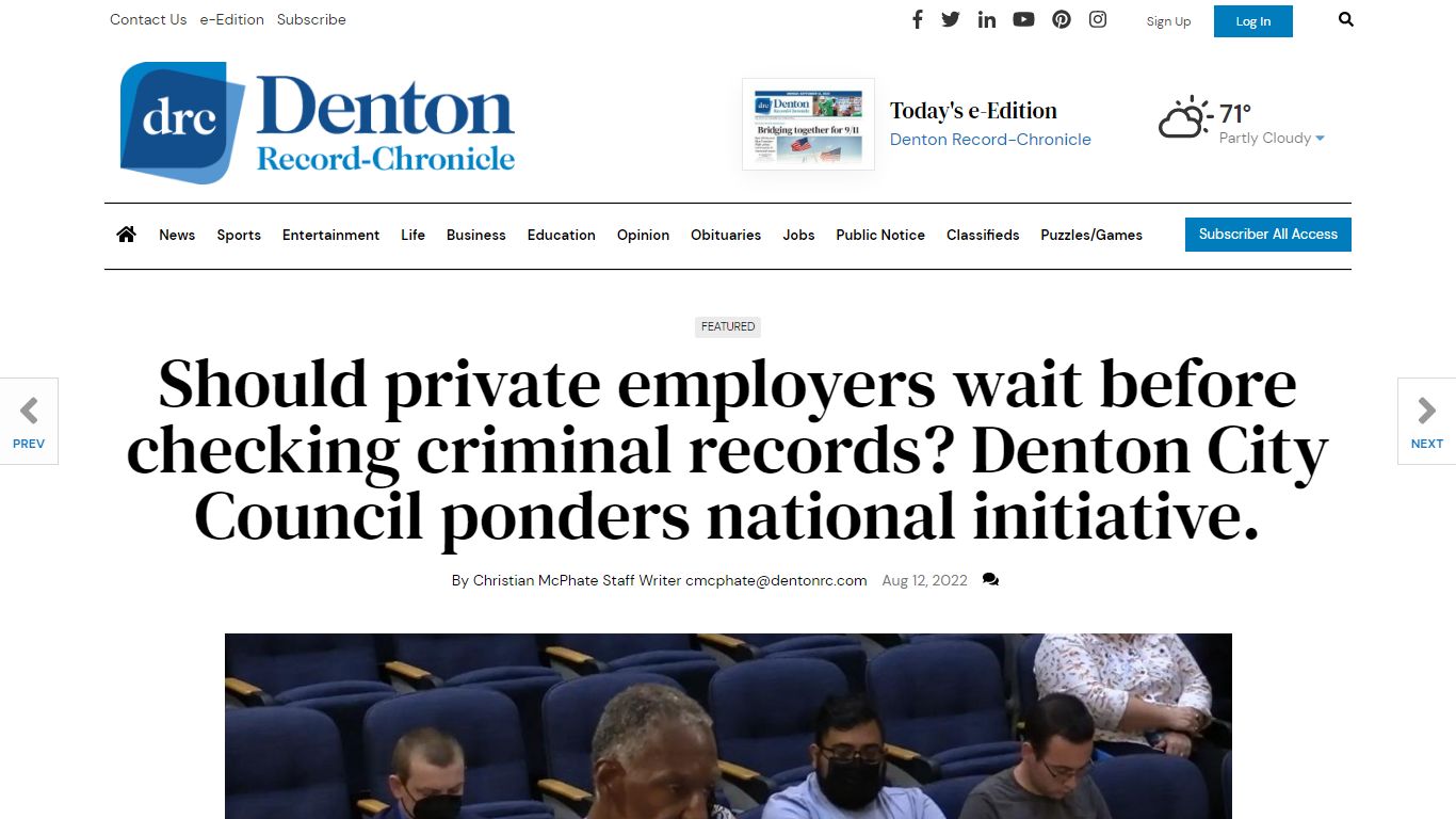 Should private employers wait before checking criminal records? Denton ...